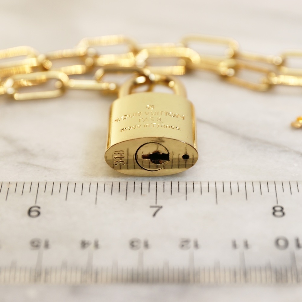 Louis Vuitton Lock Necklace with Gold Tone Chain - Picture 6 of 16